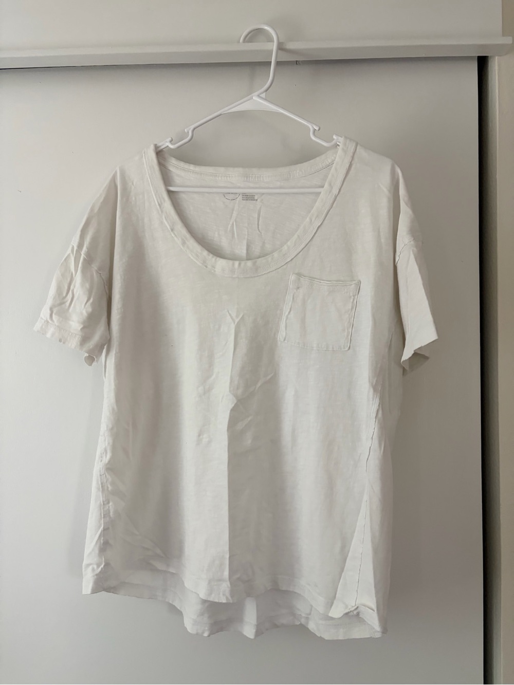 aerie White Scoop Neck Tee with Subtle Logo